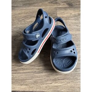 Crocs sandals navy blue red white size toddler 6
